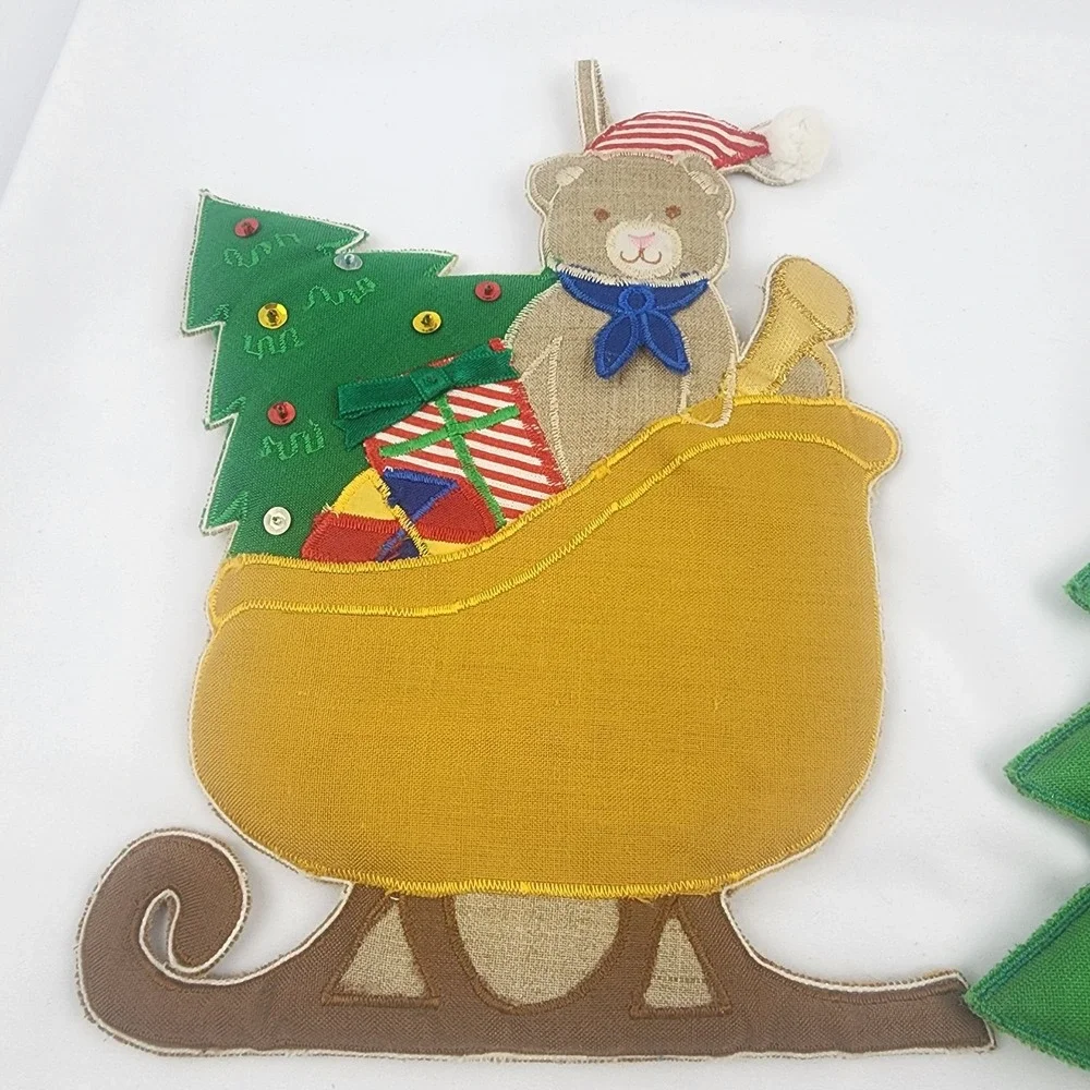 Vintage‎ Franco Ramie Linen Sleigh Tree Pot Holders Set of 2 Hanging